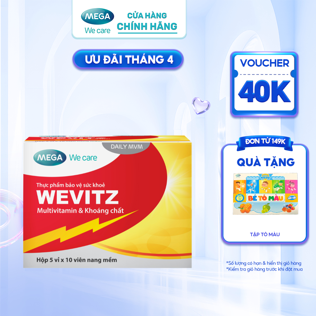 Viên uống bổ sung vitamin khoáng chất WEVITZ giúp tăng cường và phục hồi sức khỏe (Hộp 50 viên)