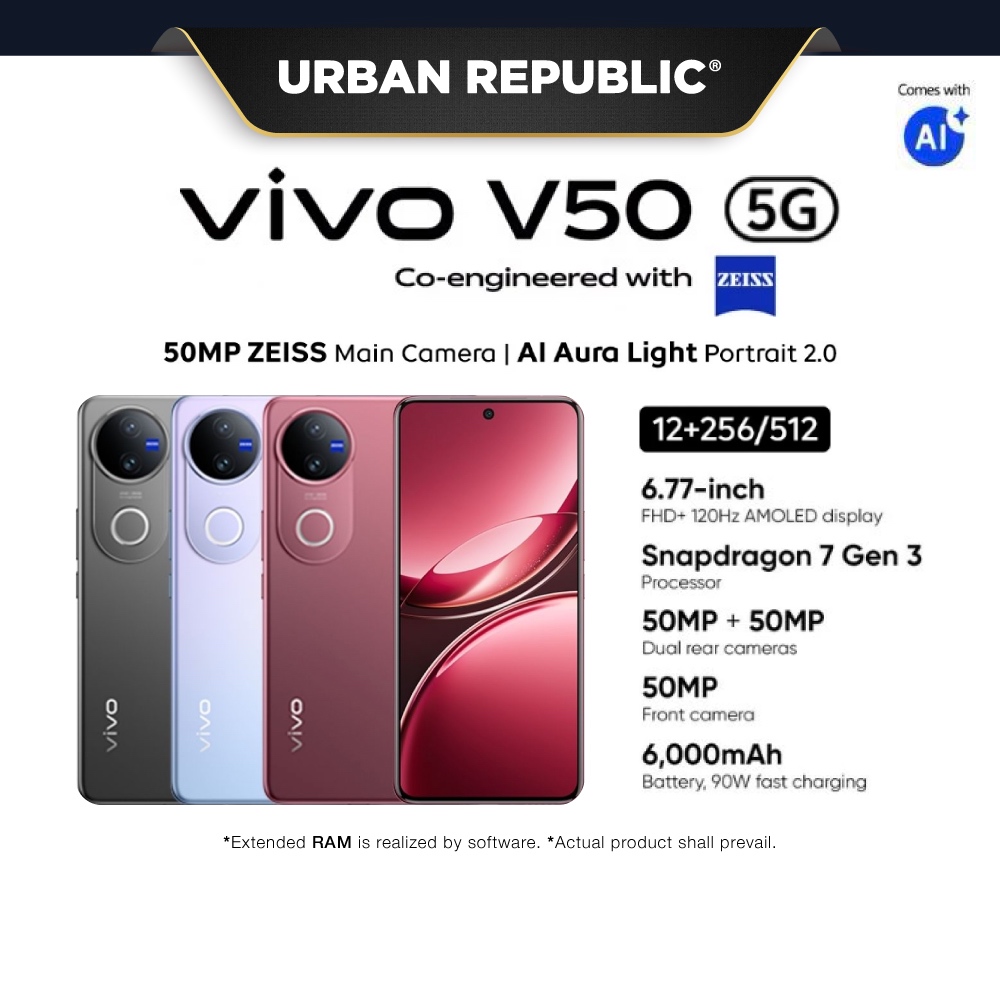 [UR] Vivo V50 5G - (12GB+256GB/12GB+512GB) Harga 1,599 Ringgit*Penghantaran Percuma