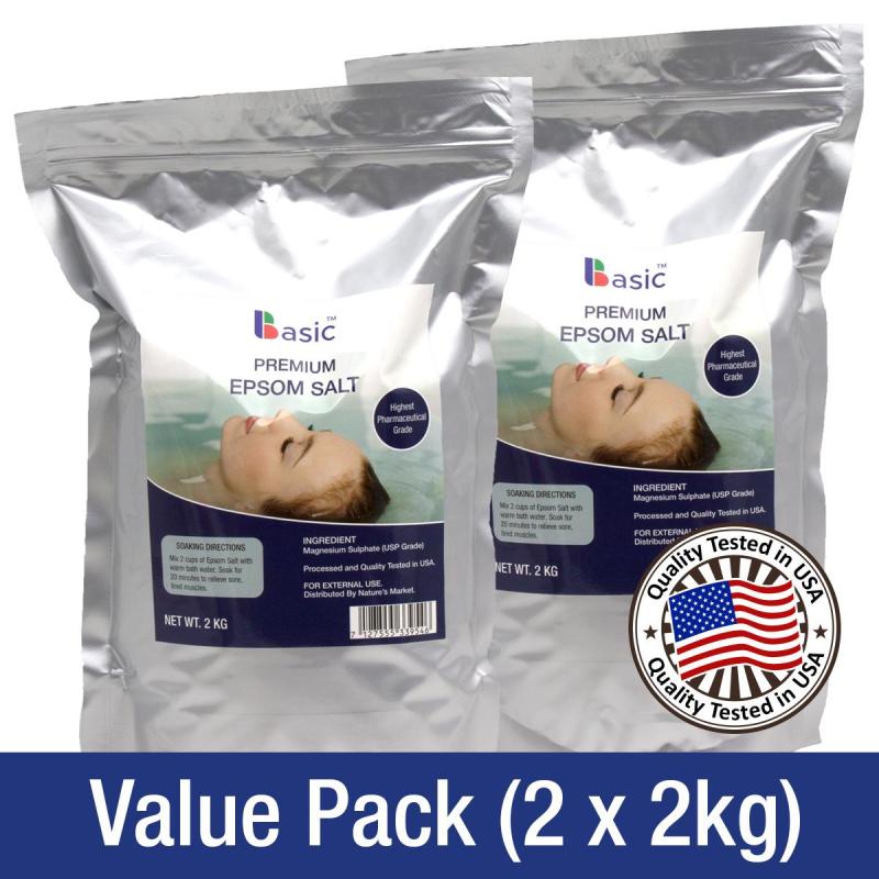 Buy BASIC Premium Pure Epsom Salt 2kg (Pack of 2) Singapore