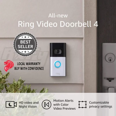 Ring Video Doorbell 4 battery door bell 4-second color video previews cctv viewer motion detection amazon alexa chime nest arlo
