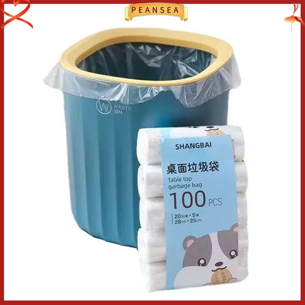 PEANSEA 100 miếng Túi rác mini Nhỏ Dùng một lần Túi đựng rác Di động Dày Túi rác để bàn dùng cho bàn