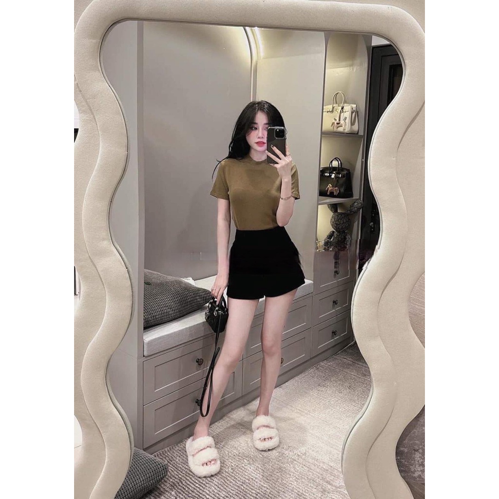 Set 3 áo thun gân hàng xuất xịn - Áo thun nữ cổ tròn ôm body - HiiNCloset