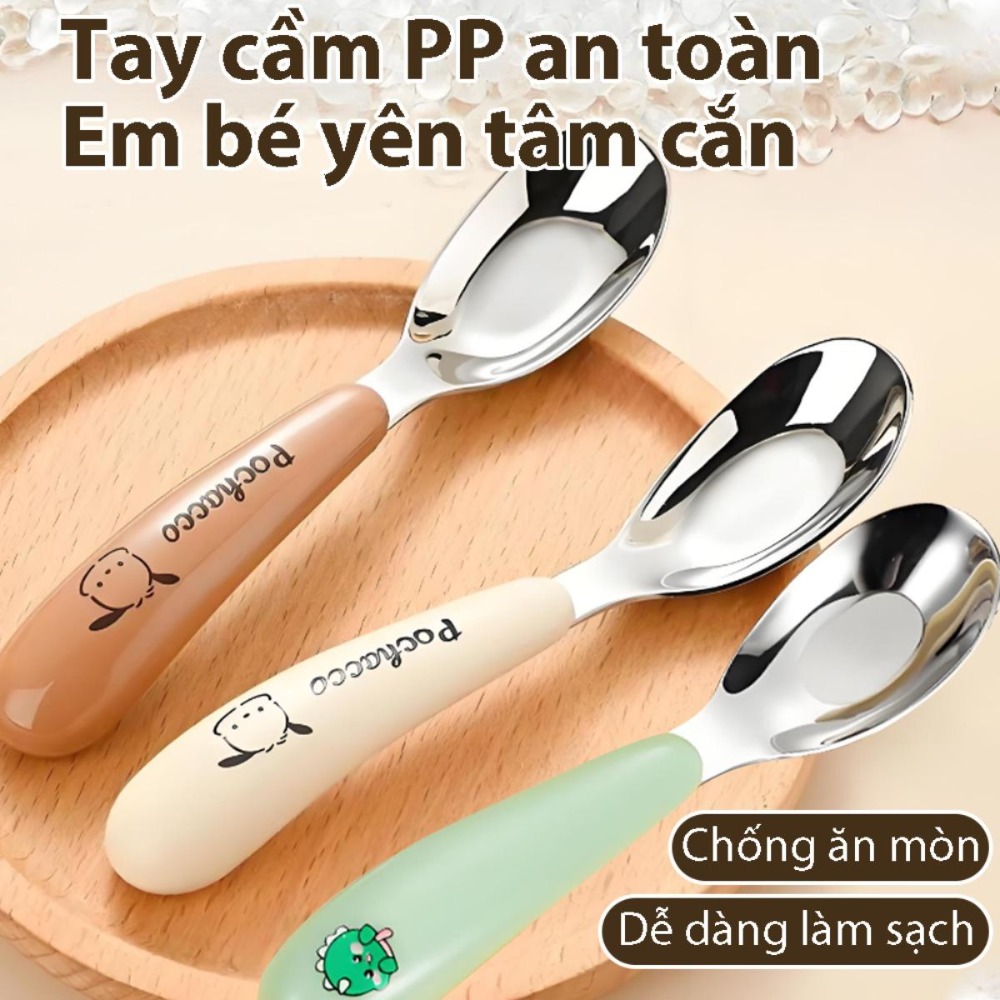 dặm Yuanbao thìa ăn thép an toàn dễ thương, họa tiết em không độc hại, dễ sử dụng, thiết kế cho trẻ sơ sinh, nhẹ và cầm