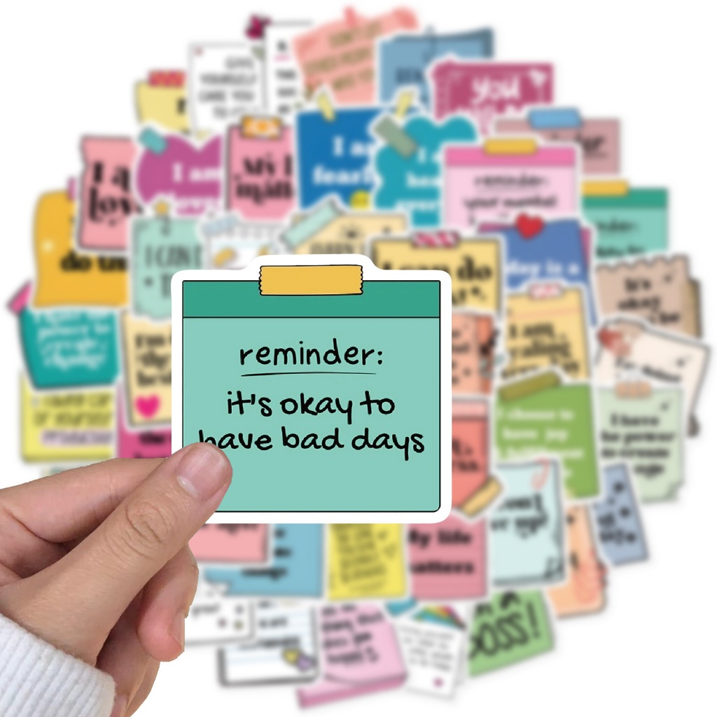[KW] 50 pcs Affirmation Stickers – Uplifting Motivational Self Love Stickers for Laptops Journals | Scrapbook Sticker