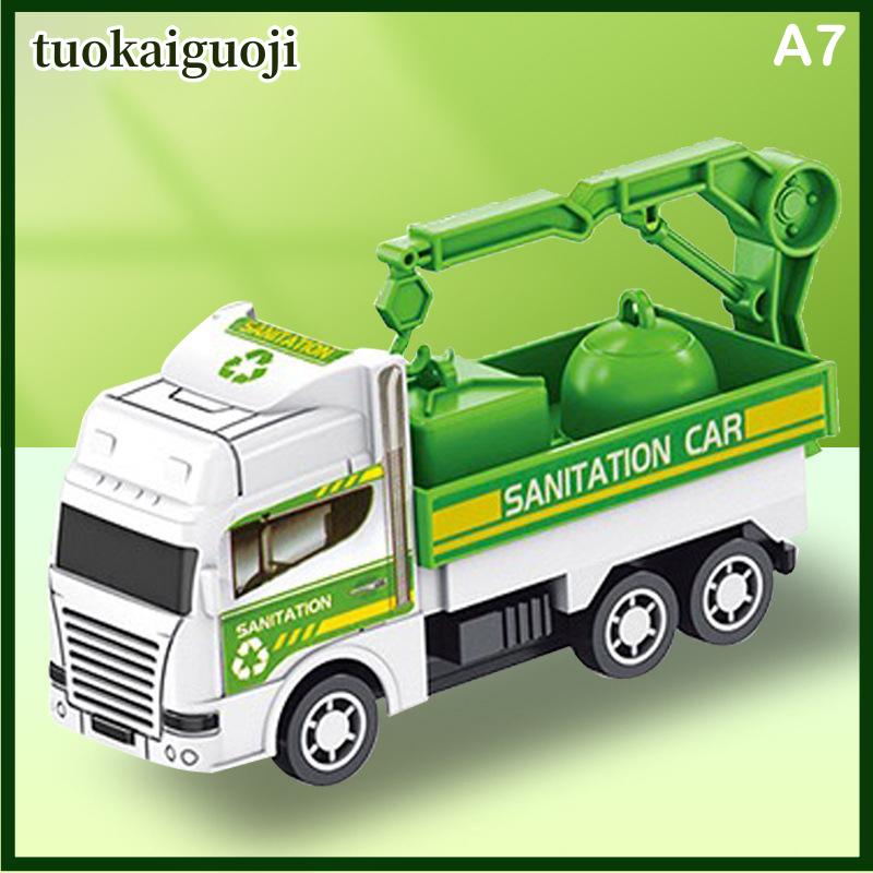 tuokaiguoji Trẻ em Đồ chơi xe hơi quán tính vệ sinh xe tải mô hình kéo trở lại kỹ thuật quân sự Xe chữa cháy động cơ bé trai đồ chơi cho trẻ em Quà tặng - 8