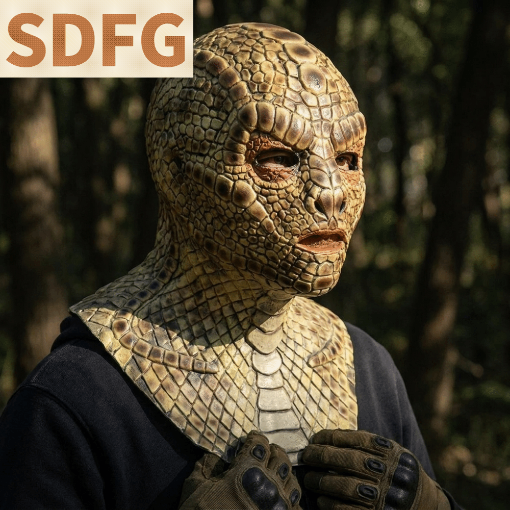 SDFG น่ากลัว มังกรงู สมจริง นุ่ม ปิดเต็มหน้า ทนทาน ลาเท็กซ์ เครื่องประดับศีรษะลายหนังงู ฮาโลวีน ราคา 576 บาท*ส่งฟรี