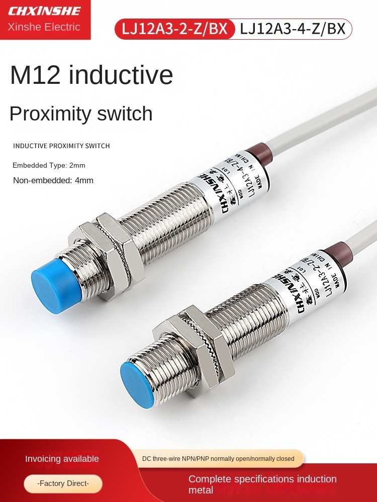 LJ12A3-4-J/EZ Cảm Biến Tiệm Cận CHXINSHE M12 | Tùy chọn LJ12A3-2-Z / LJ12A3-4-Z Công Tắc NPN/PNP NO/NC 24V | Phát Hiện 2mm/4mm | Tự Động Hóa Công Nghiệp Chính Hãng