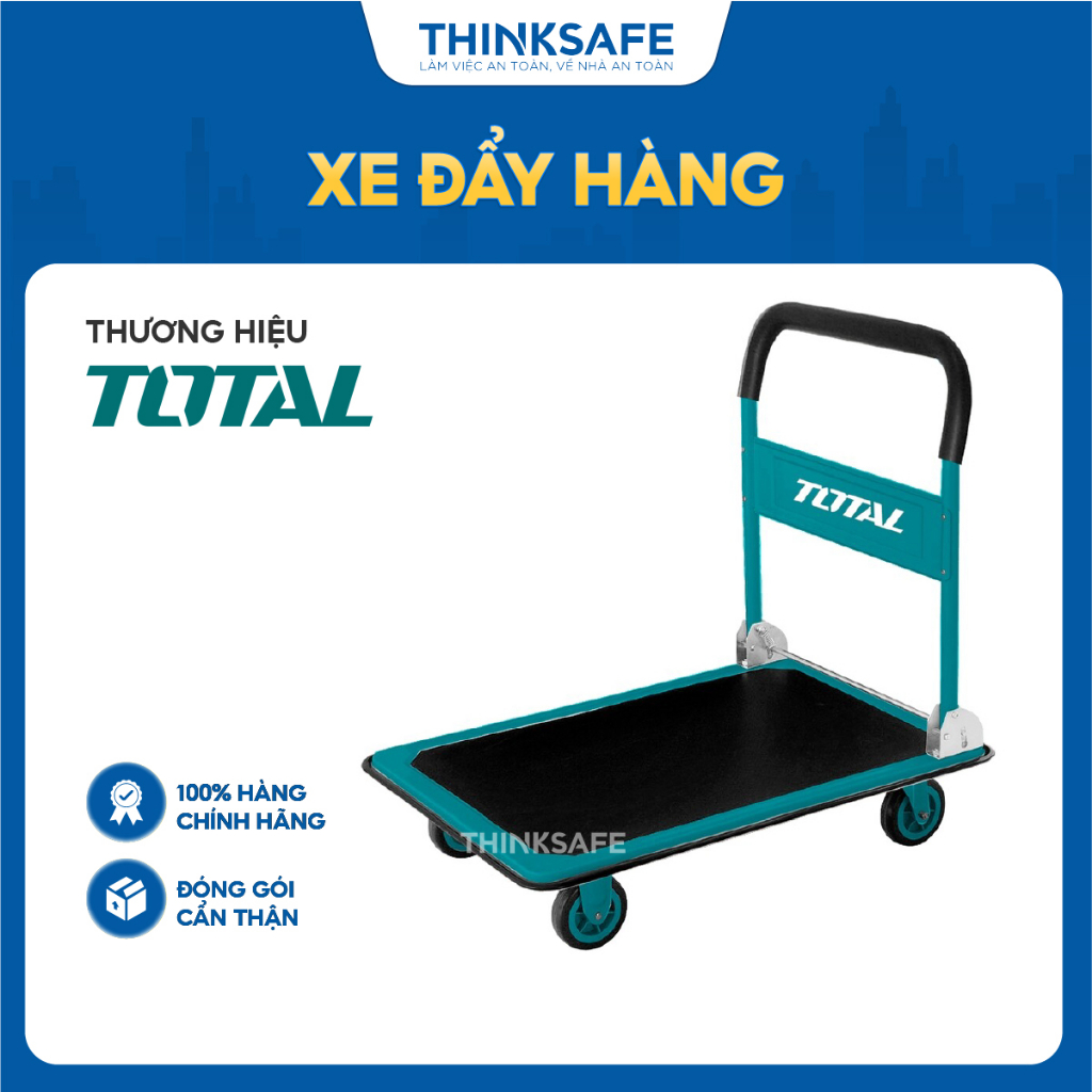 Xe đẩy gấp gọn Total khả năng tải 150kg - 300kg, tấm thảm chống trơn trượt, 4 bánh xe PU Xe kéo hàng gấp gọn - Thinksafe