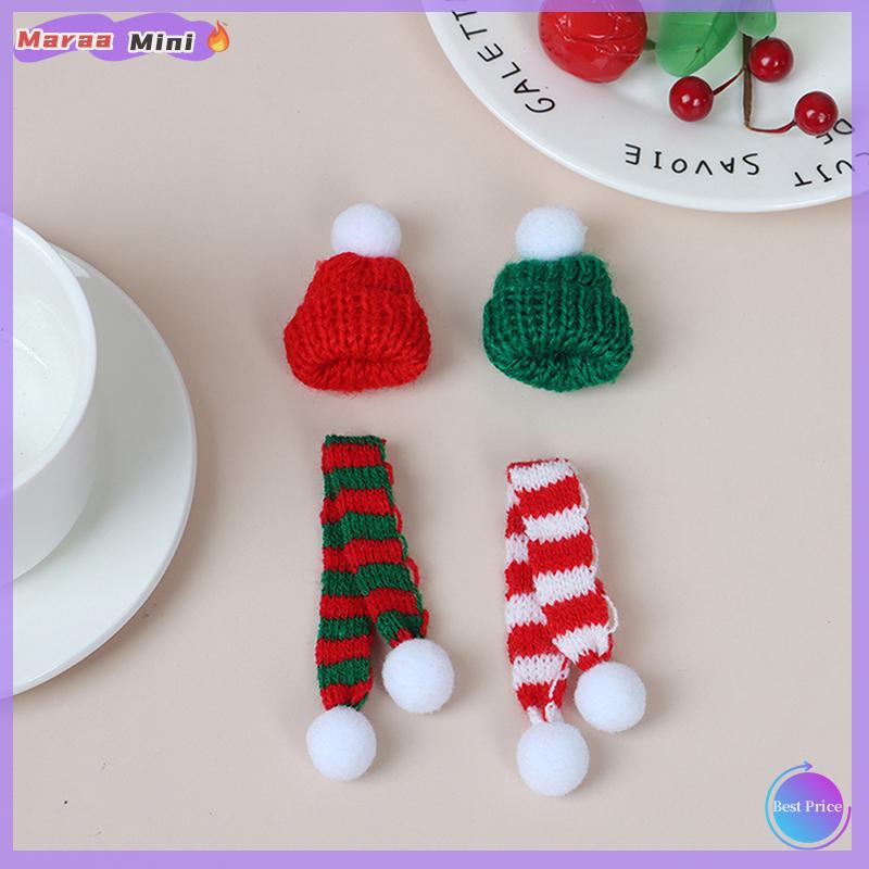 Maraa 2 chiếc khăn quàng cổ Mini giáng sinh Phụ kiện trang trí quần áo búp bê đồ trang trí tiệc giáng sinh