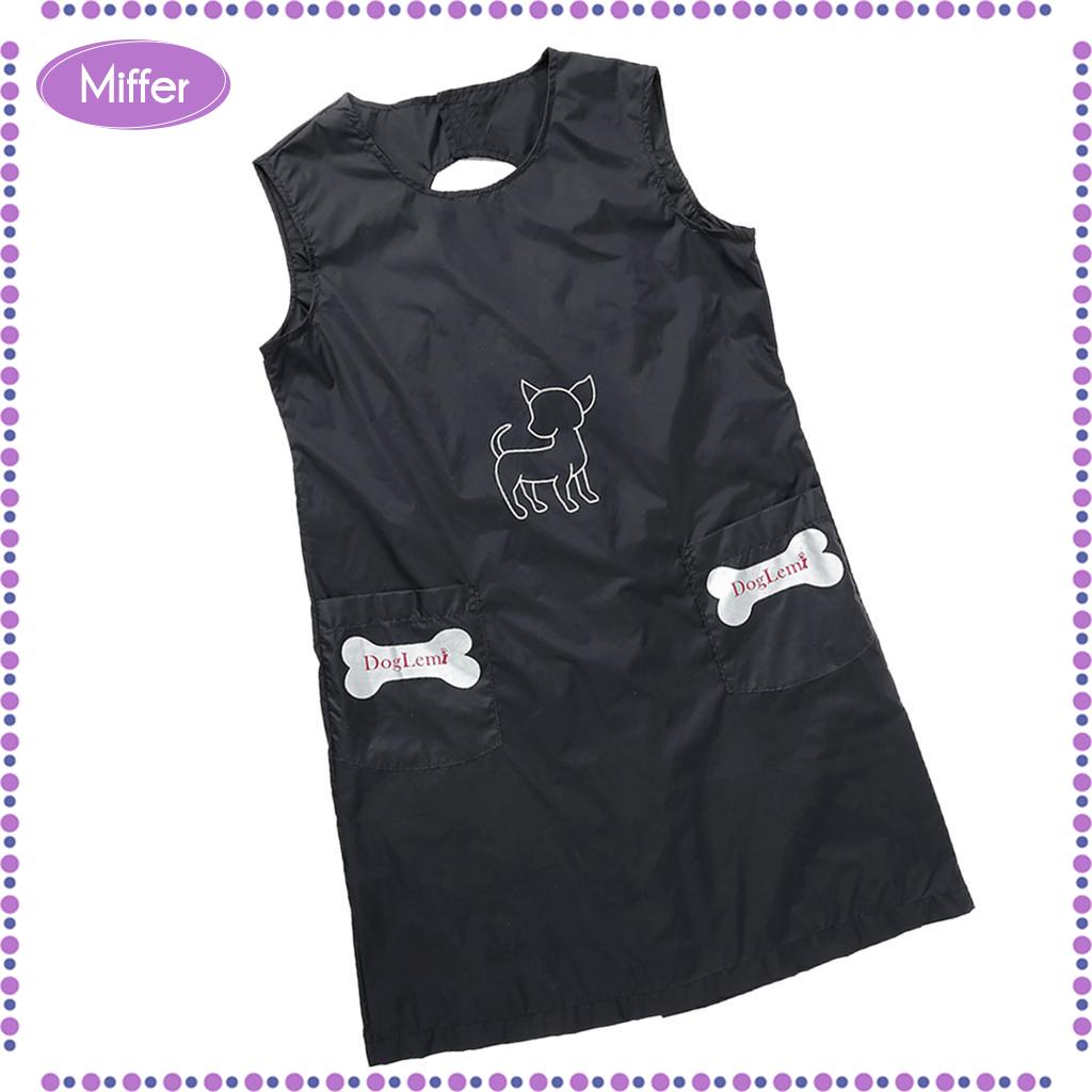 Miffer Black Nylon Pet Grooming Apron Lovely Anti-static Pet Salon Work Clothes Smock M