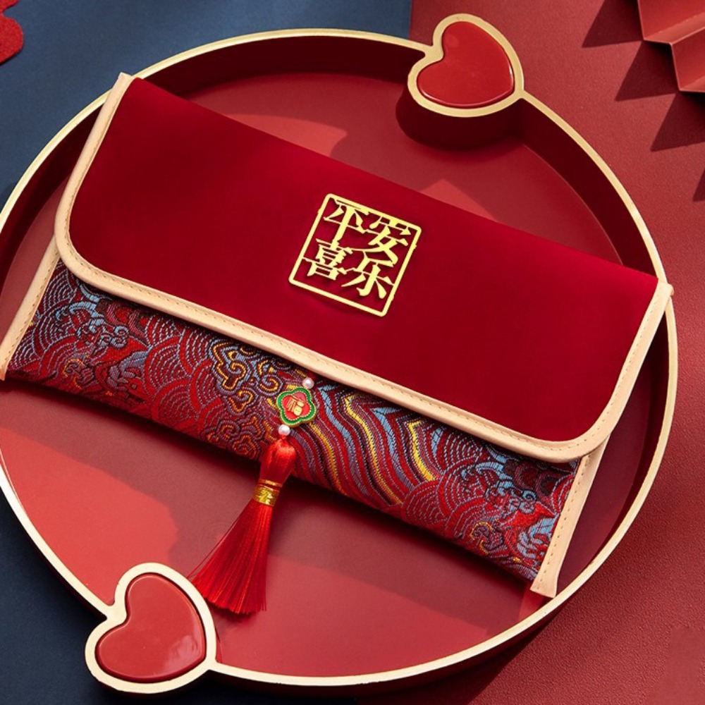 JURHOMIE Chinese Year Chinese Red Envelope Traditional Year Cloth Packet Envelopes Good Lucky Red Packets Bonus Party Supplies