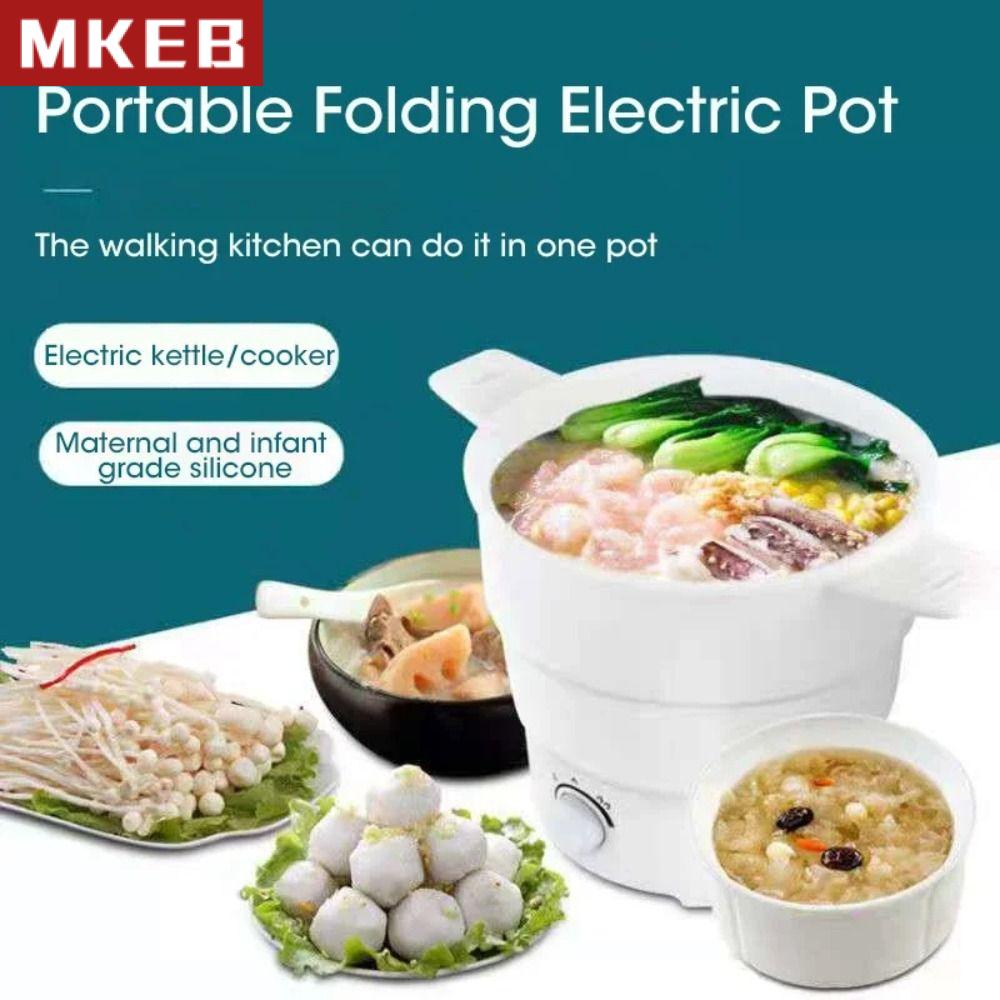 MKEB MALL Có thể gập lại Nồi cơm điện gập được 110V/220V Nồi hơi nước Bếp điện đa năng Mini 1,2L Nồi lẩu có thể gập lại Cắm Trại