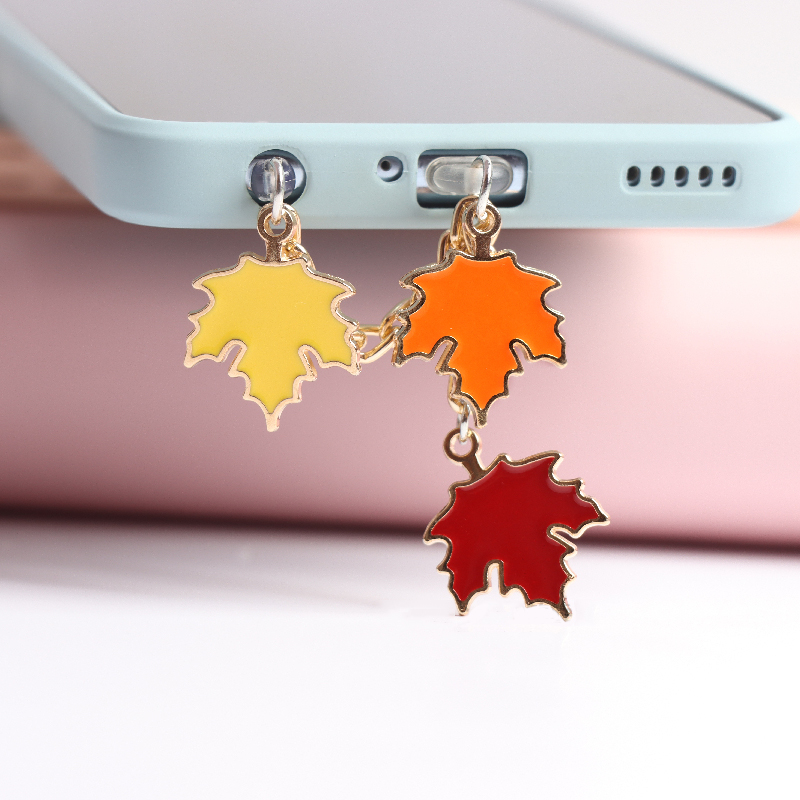 【Worth-Buy】 Maple Leaves Dust Plug Charm Kawaii Anti Dust Cap 3.5mm Jack Charge Port Plug For Iphone14 Type C Dust Protection Sper