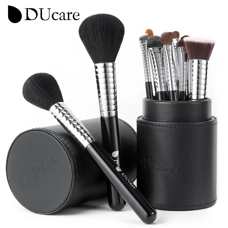 Ducare 11 cái/Bộ cọ trang điểm ES với chủ chuyên nghiệp Cọ trang điểm thiết lập nền tảng màu phấn hồng Eyeshadow lông mày pha màu mắt bóng mặt cọ trang điểm Bộ cọ tool【bài trong 24 giờ & 90 ngày Dịch vụ bảo hành