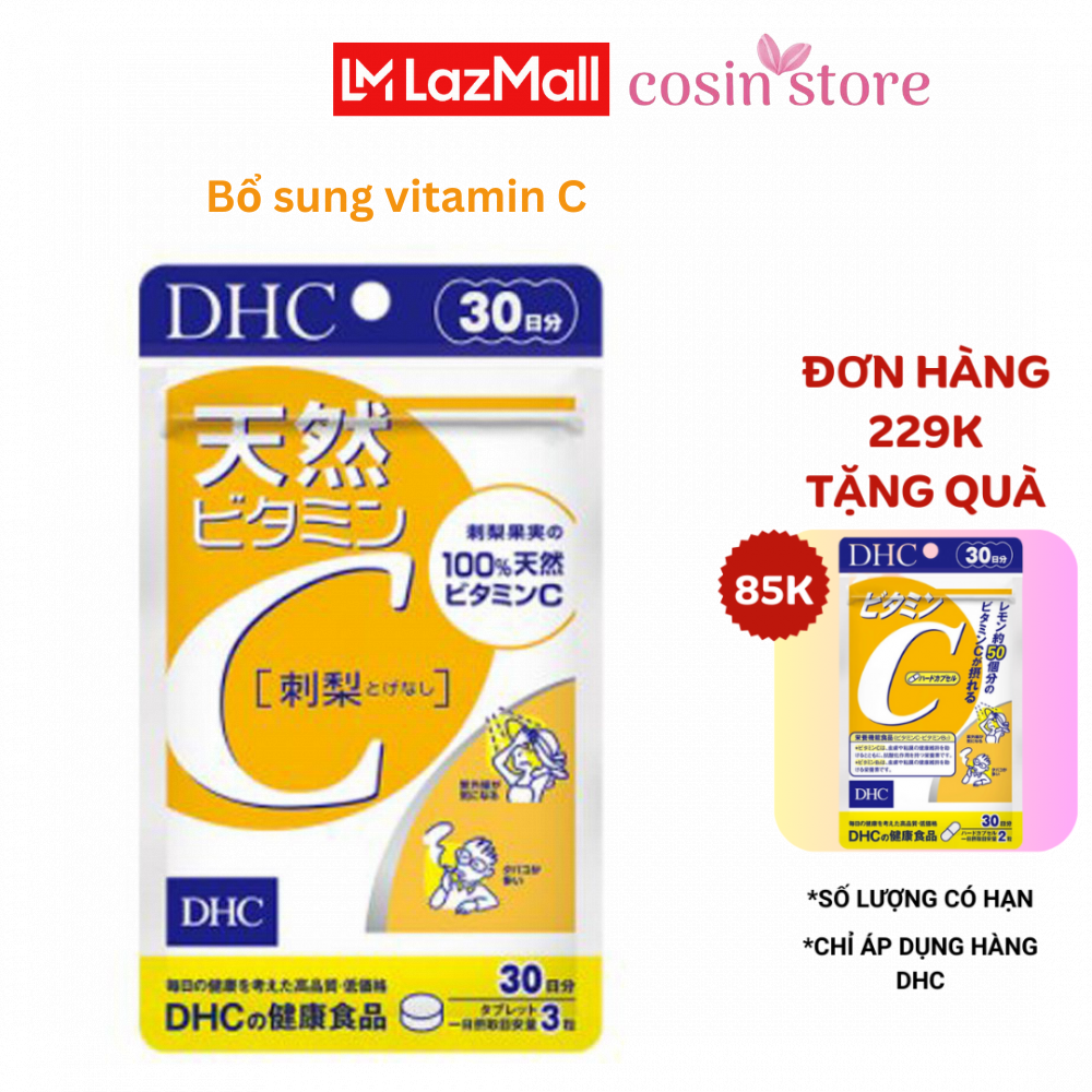 Viên uống DHC Vitamin C Hard Capsule túi 60 viên 30 ngày của Nhật Bản dùng tăng sức đề kháng, hỗ trợ sáng da - Cosin Store