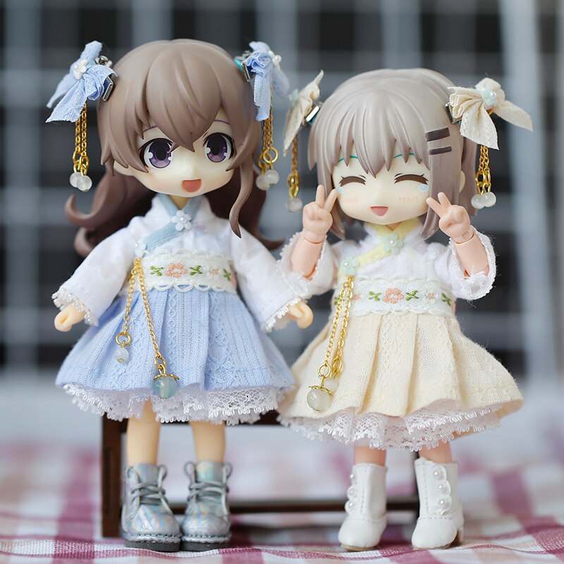 New Cute Ob11 Ancient Costume Girl Doll Kimono Clothes Doll Rait Shoes For