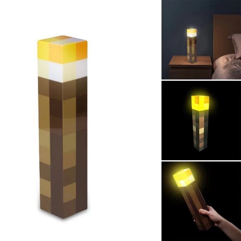 Original Minecraft lamp Torch Light with Wall Mountable Four Colour LED Night Light 12.6 Inch Minecraft Torch Light Lamp for Kids Gift USB Rechargeable for Torch Lamp Kids Bedroom Living Room Gaming Room Decoration for Costume Cosplay Role Play