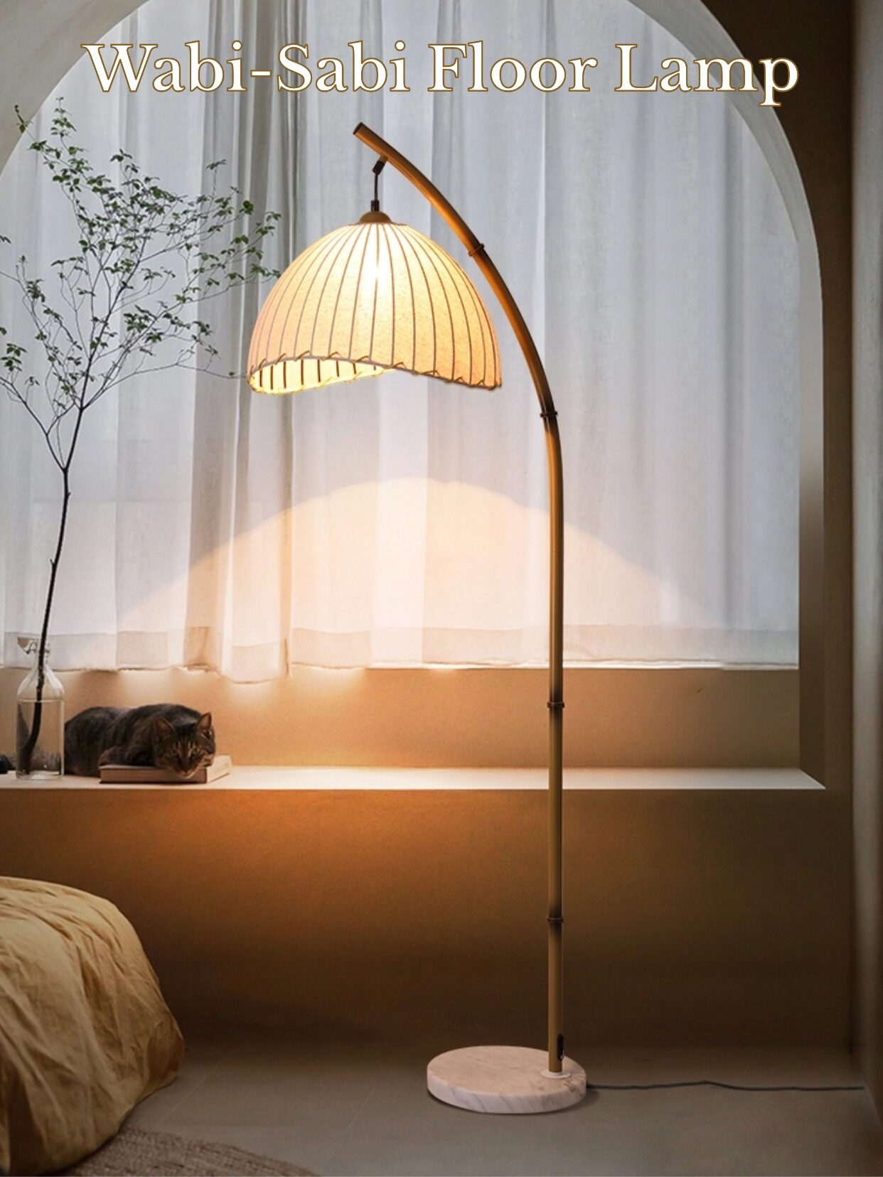 Modern Floor Lamps for Living Room, Linen Shade, Foot Pedal Switch, Arc Tall Lamp for Bedroom Office ราคา 999 บาท*ส่งฟรี