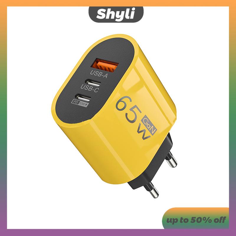 Shyli 65W GaN Charger PD Fast Charge Type C USB Charger Phone Adapter For IPhone 15 14 Samsung Xiaom