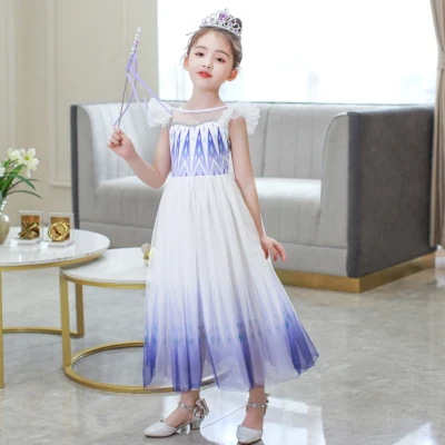 SG Seller Frozen 2 Elsa Anna Party Dress Costume Kids Children party costume short sleeved long cotton material 2 to 9 years instock