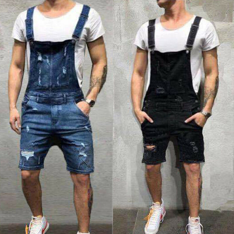 Người Đàn Ông Của Quần Jean Rách Áo Liền Quần Hi Street Denim rách quần yếm Cho Quần Jean Nam quần c