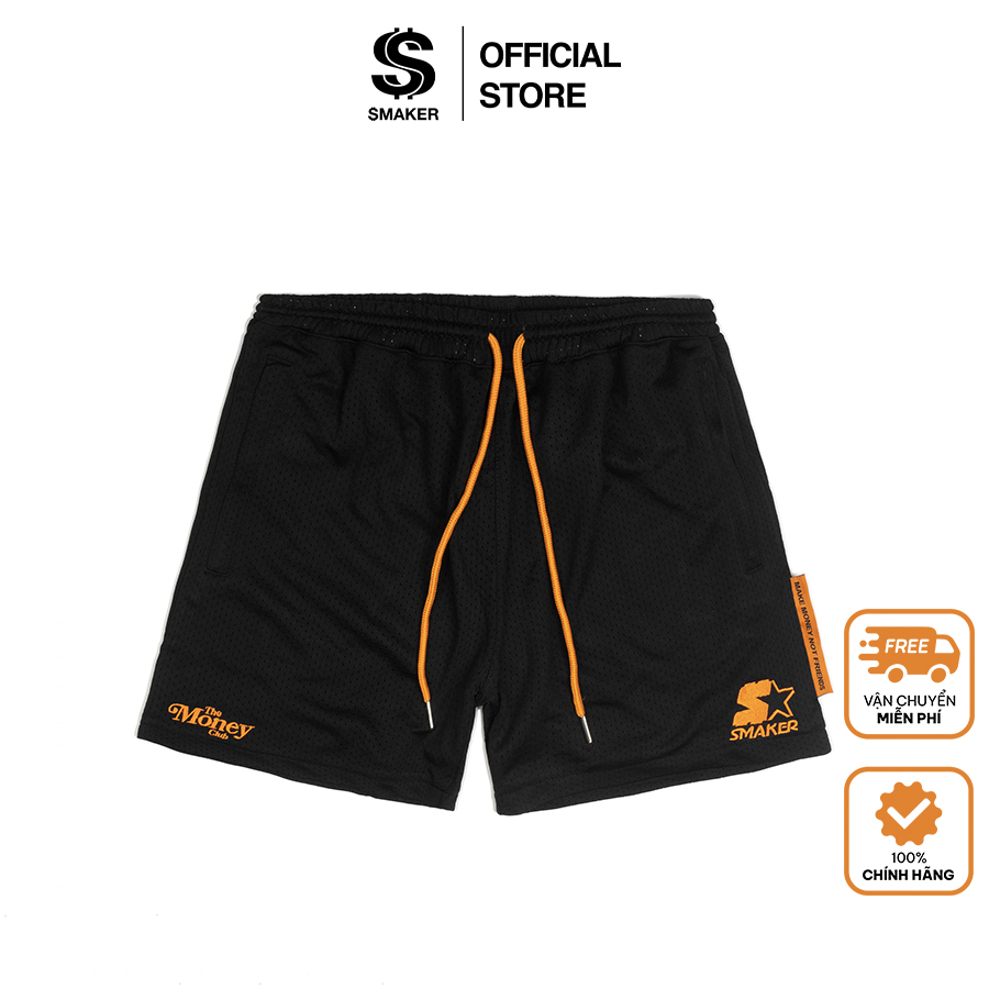 Quần đùi vải lưới logo - logos mesh short in black