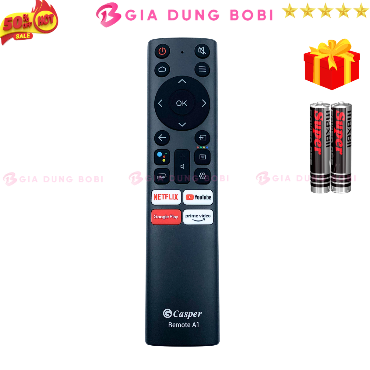 Remote điều khiển tivi Casper A1 Mã 01 Điều Khiển TV Casper Internet Có Giọng Nói - Tặng kèm pin - G