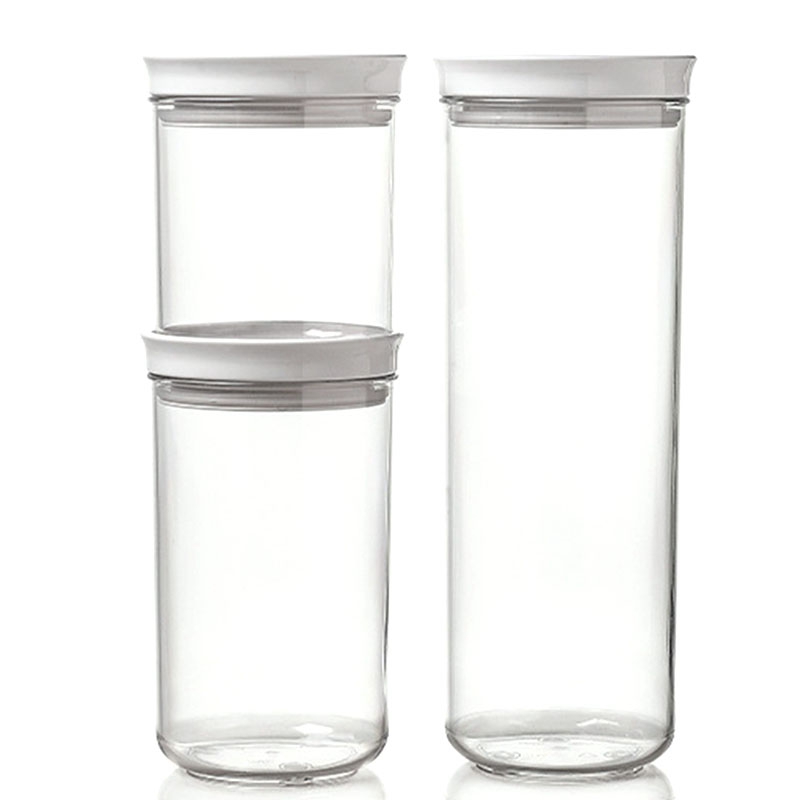 3PCS Round Transparent Storage Tank Plastic Transparent Dry Goods Household Storage Moisture-Proof Sealed Tank