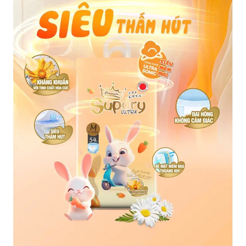 Bỉm Supdry cam cao cấp siêu thấm hút siêu mềm mịn đủ size cho bé