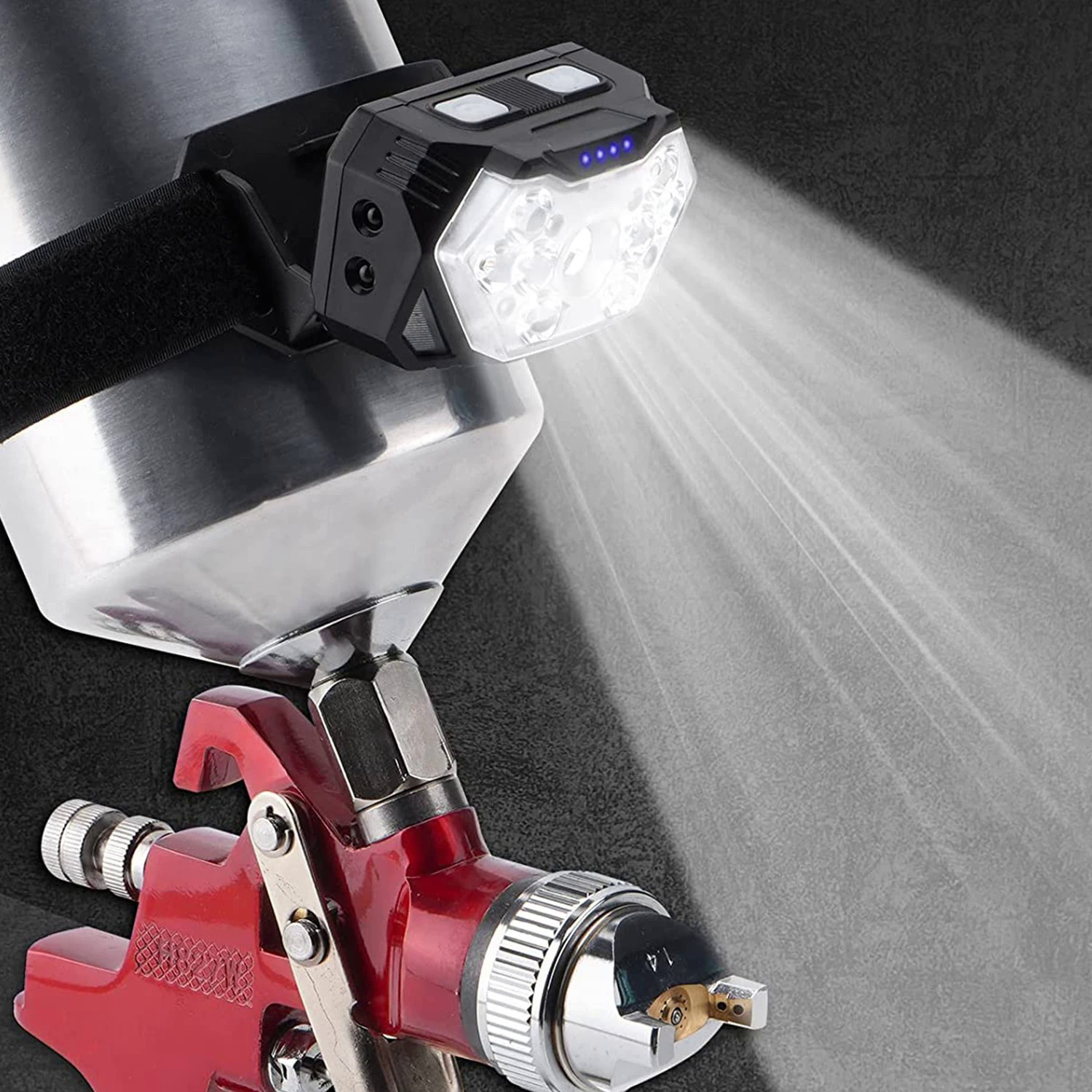 Sơn Spary Súng ánh sáng USB rechargerable Ô Tô sơn Súng LED ánh sáng với 4 chế độ 45 ° điều chỉnh cơ thể sơn phun tập tin đính kèm