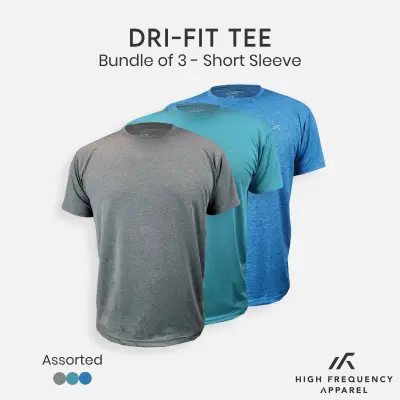 [BUNDLE OF 3] Short Sleeve Tee Dri-fit Heather Unisex HF Casual | Homewear | Comfy Tee | Activewear | Sports