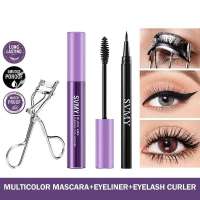 SVMY 3Pcs EYE Makeup Set Waterproof Mascara Eyelash Curler Black Eyeliner