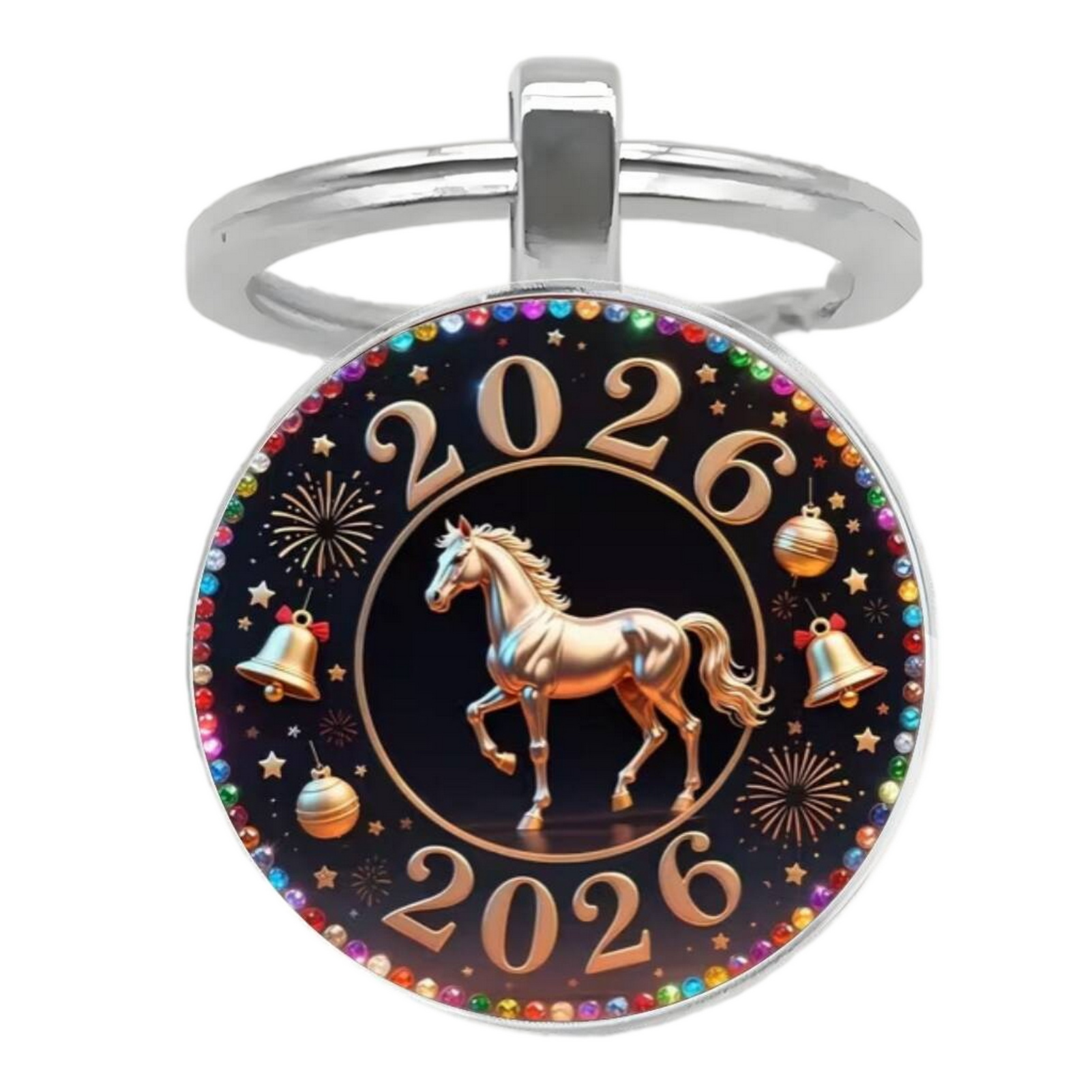 Personalized Zodiac Keychain Chinese New Year Keychain 2026 Year of Keychain with Bells – Lucky Zodiac Metal Pendant Compact Holiday Decoration Good Luck Charm - 2