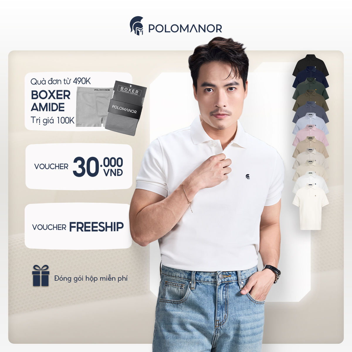 Áo polo nam BASIC SYMBOL vải cá sấu cotton interlock xuất xịn, nam tính, thanh lịch, sang trọng - POLOMANOR