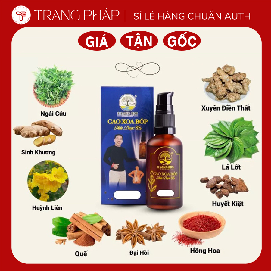Cao Xoa Bóp thảo dượᴄ 8S (50ml) hỗ trợ giảm đau xương khớp. giảm các vấn đề đau mỏi, cứng cơ, phù nề, bầm tím