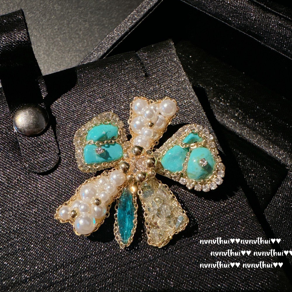 Italian Court Petal Pearl Brooch, Valtteri Blue Turquoise, Irregular Hollow Water Drop Brooch, Earrings 【DC】