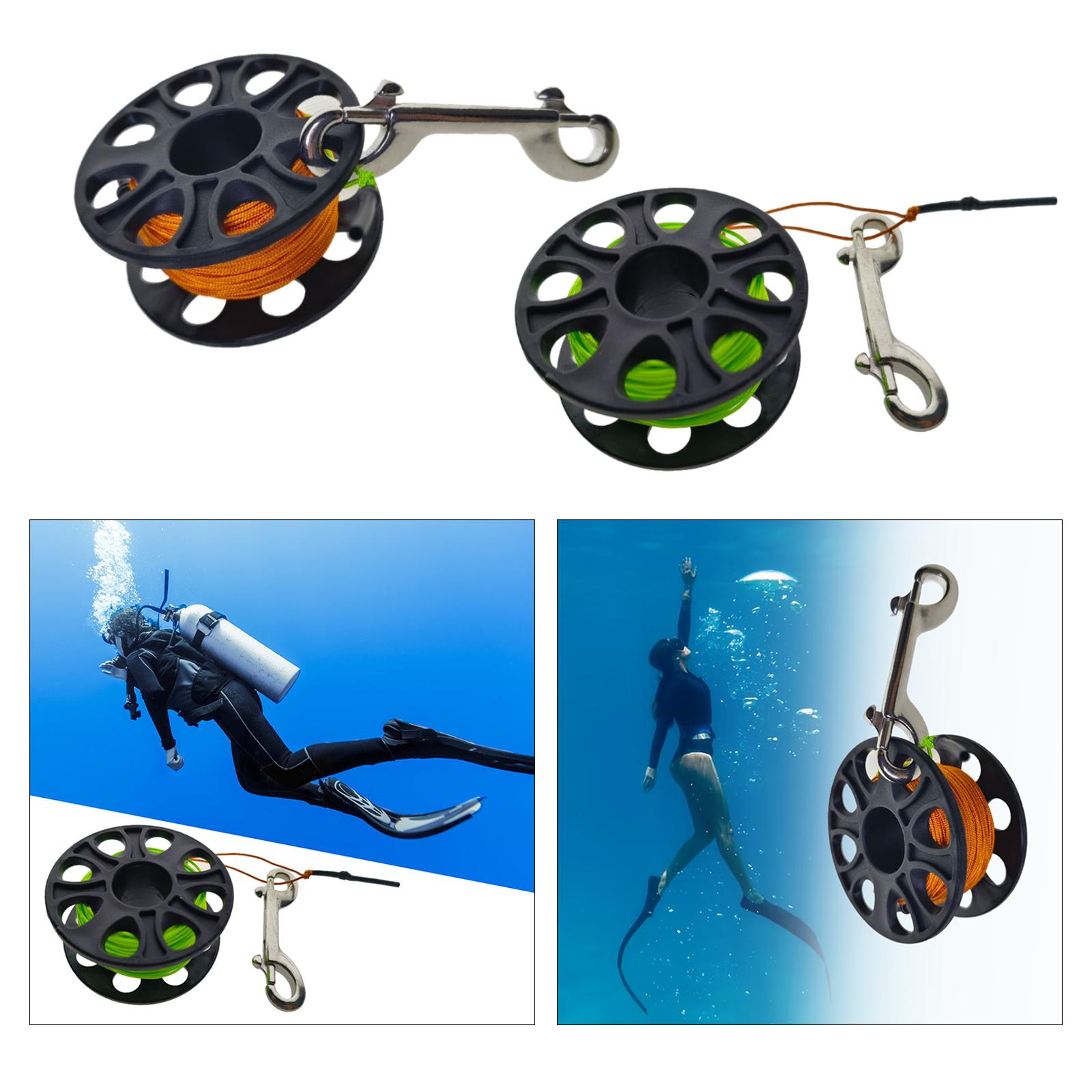 Diving Finger Reel with 30M Nylon Rope High Density Compact for Technical Diving Scuba Diving Snorkeling Cave Dive Accessories