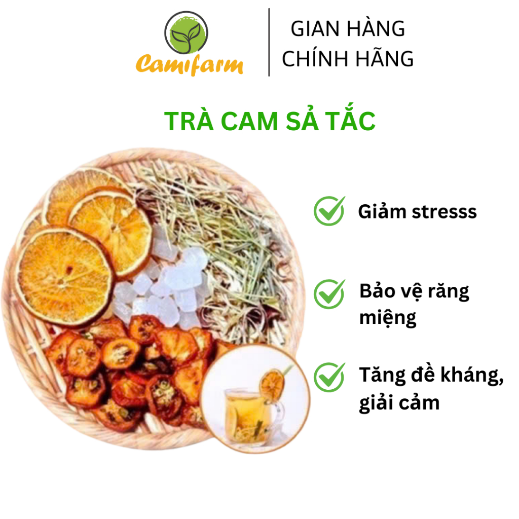 Trà cam sả tắc Camifarm thanh lọc cơ thể, giảm stress, giải cảm, bảo vệ răng miệng