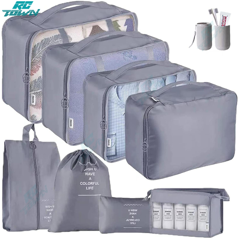 9pcs Travel Storage Bag Set Foldable Zipper Design Packing Bags Kit Organiser For Travel Camping ราคา 473 บาท*ส่งฟรี