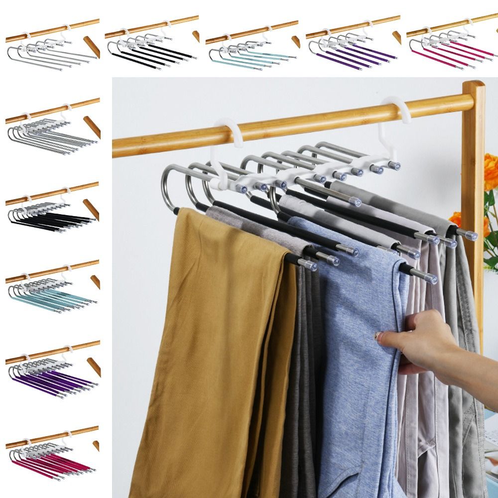 Yiyong có thể điều chỉnh cho quần áo tổ chức thép không gỉ quần móc áo có thể gập lại móc treo quần giá treo quần áo ma thuật quần móc