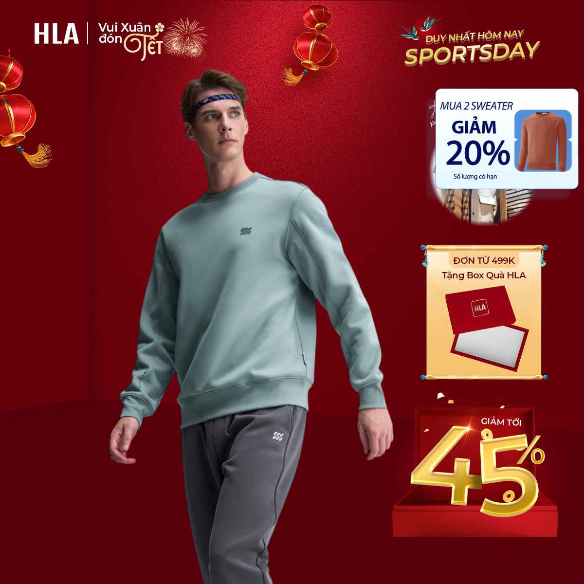   BST THU ĐÔNG 2025  Áo Nỉ Nam HLA Sportsday Cổ Tròn Lót Lông Dày Giữ Ấm Thu Đông – Áo Nam Dày Dặn Cao Cấp Chất Liệu Mềm Mại Trẻ Trung 