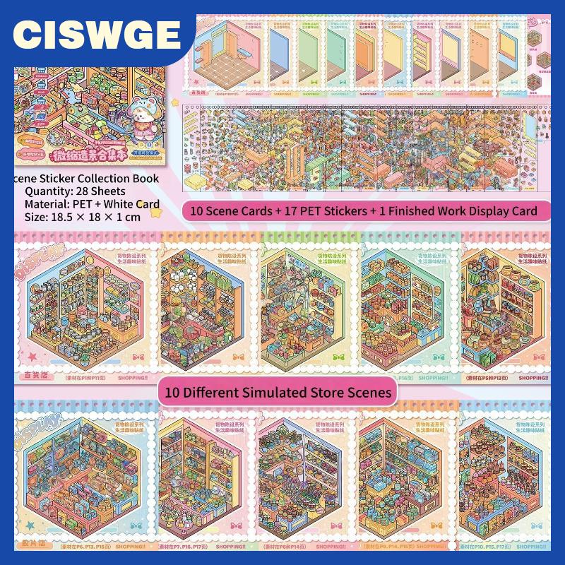 CISWGE Cuốn Sách Sticker nhu yếu phẩm hàng ngày sáng tạo với chủ đề thiên nhiên mã hàng hóa 3D