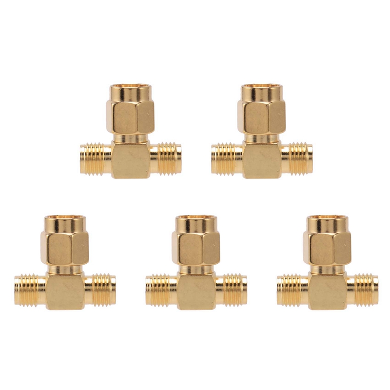 5X SMA Male to Two SMA Female Triple T RF Adapter Connector 3 Way Splitter New