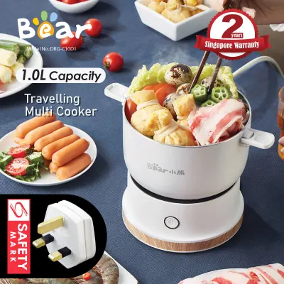 Bear 1.0L electric multi cooker travelling multi cooker multi-function electric cooker portable split ( DRG-C10D1) (Singapore 3-Pin Plug)