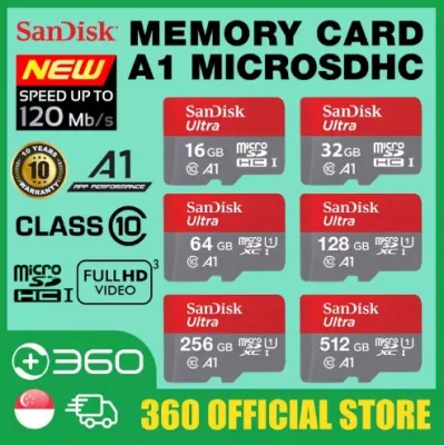 Sandisk A1 Ultra Class 10 microSDHC UHS-I U1 Micro SD Card Up to 120MB/s** 16GB 32GB 64GB 128GB 256GB