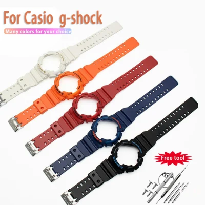 Silicone Watch Strap with Case for Casio G-SHOCK Case&Strap Male GA-110 GA100 GA120 GA150 GA200 GA300 GD-120 /100/110 Silicone Set Attached tool（Burst gray and camouflage gray are the same）