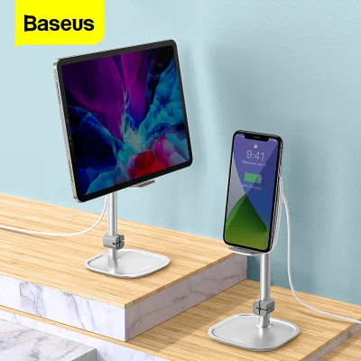 Baseus Desktop Holder With 15W Wireless Charger For iphone Ipad Samsung HuaWei Xiaomi Vivo Phone Holder Adjustable Angle Stand Holder For iPad Pro Air