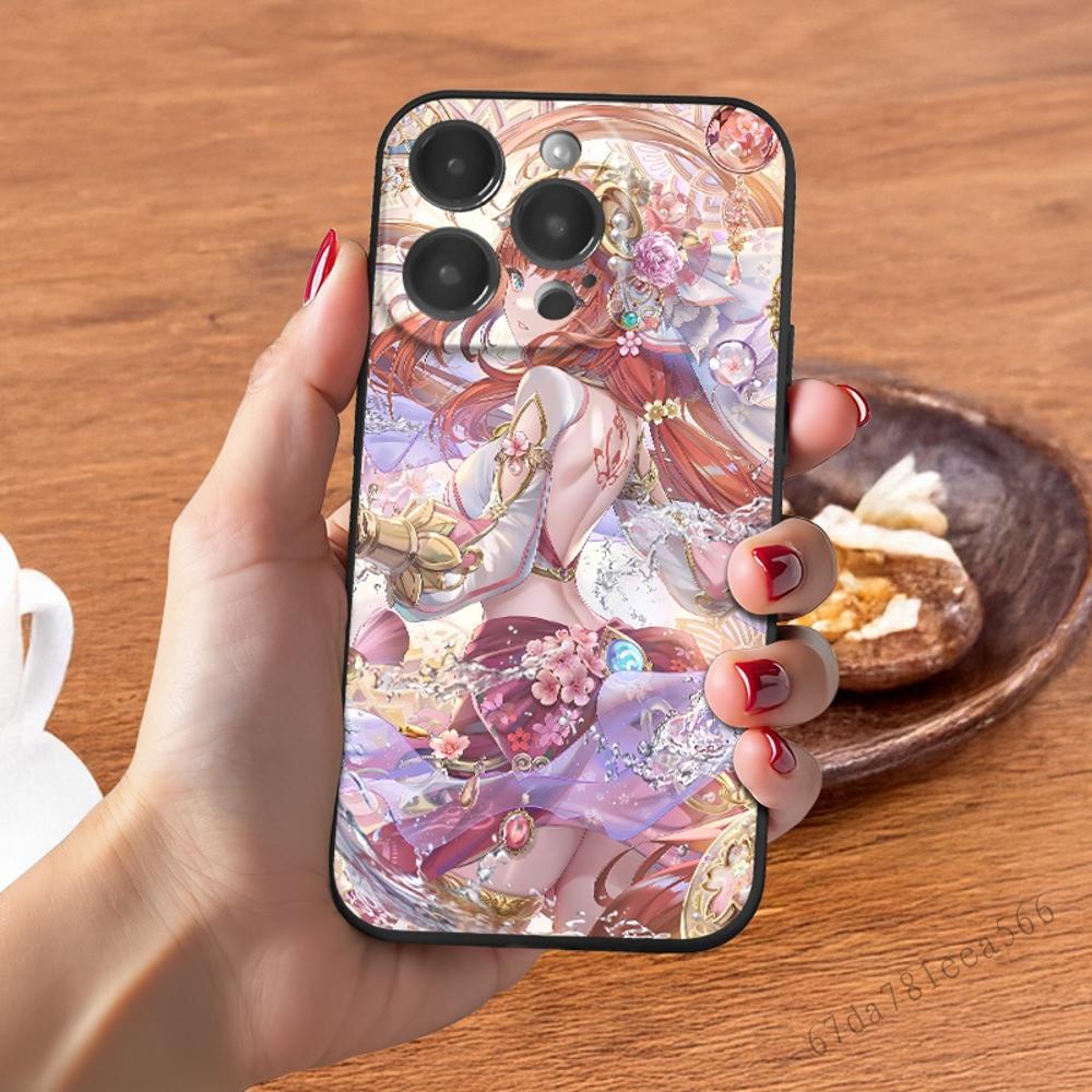 Illustrated poster of Genshin Impact Sạc không dây từ tính sang trọng cho For iPhone 11 12 13 14 15 16 Pro Max 14 15 16 Plus Shockproof Clear Bumper Cover