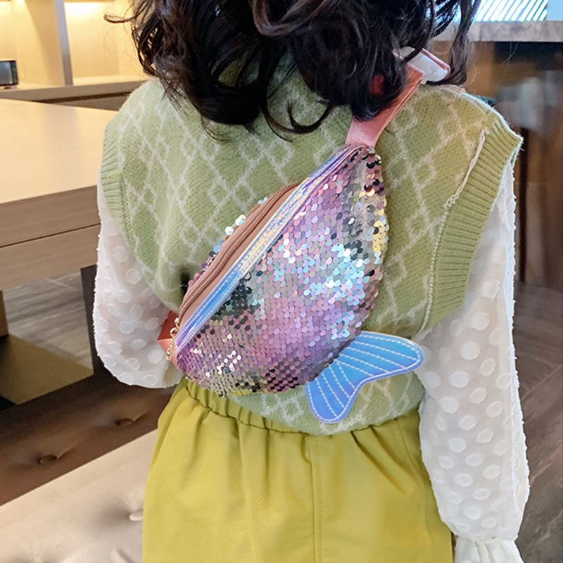 【Hot Sale】Sorel Bag Fashion Kids Sequin Fanny Pack For Girl 2020 Summer Coin Purse Small Belt Shiny Mermaid Waist Children Beach Bags