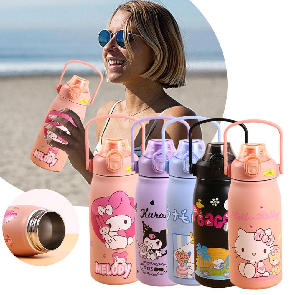 Cartoon Large Capacity Handheld Thermos Pot Mini Fashion Cup Portable Car Cup Handle Carrying Bounce V9N9
